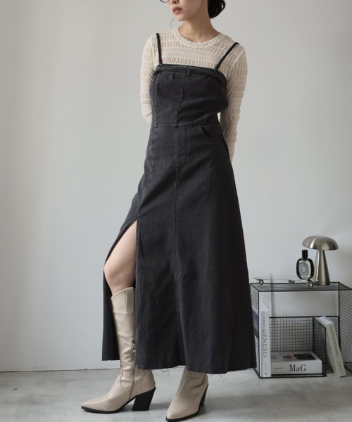 Girly Doll(ガーリードール)の「デニムキャミソールワンピース(ワンピース・レディース・ブラック/ブルー・S/M/L)」の21枚目の写真