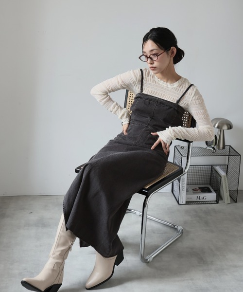Girly Doll(ガーリードール)の「デニムキャミソールワンピース(ワンピース・レディース・ブラック/ブルー・S/M/L)」の13枚目の写真