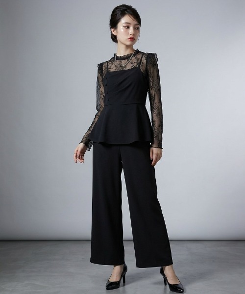 DIP IN CHOCOLATE(ディップインチョコレート)の「ペプラムオールインワン【DIP IN CHOCOLATE】(ワンピース・レディース・グレー/クリーム/ブラック・F)」の1枚目の写真