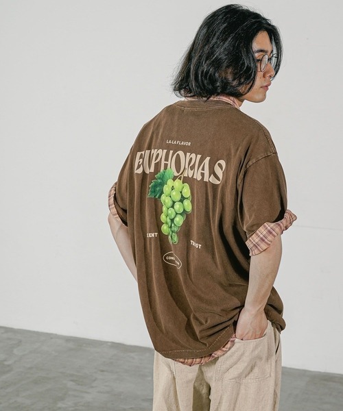 BAYFLOW(ベイフロー)の「FRUITS半袖Tシャツ(Tシャツ/カットソー・メンズ・オフホワイト/チャコールグレー/ブラウン/ピンク・MEDIUM/LARGE)」の3枚目の写真