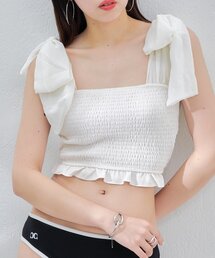 Chico | 【WEB限定/REVIVAL】肩リボンBACK開きTOPS(水着)