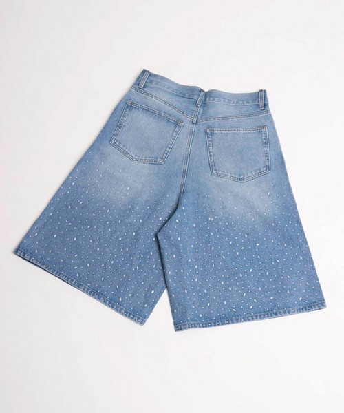 その他ブランド / a2o/ショートパンツ/クリスタルストーンデニムショーツ/L/コットン/GRY a2o】クリスタルストーンデニムショーツ（デニムパンツ）｜a2o