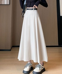タック入り フレアロングスカート