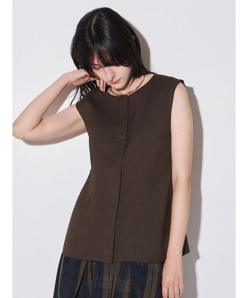 ELENDEEK(エレンディーク)の「フォルムジレ(ベスト・レディース・アイボリー/ブラウン・FREE)」の2枚目の写真