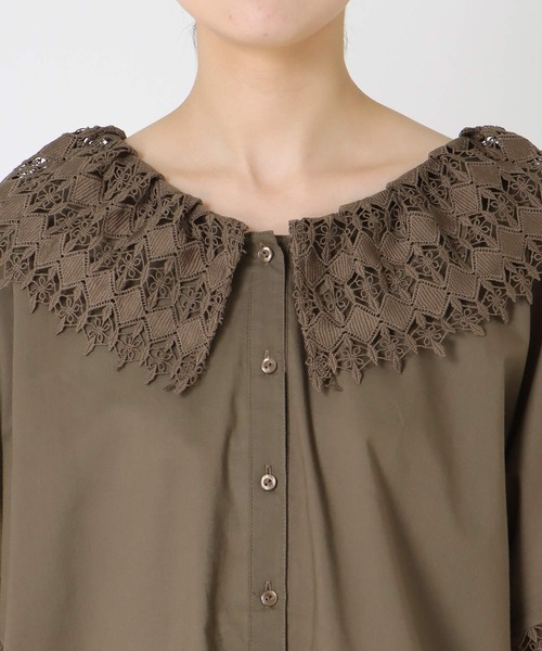 Three Four Time（ｽﾘｰﾌｫｰﾀｲﾑ）の「レースカラーブラウス（シャツ/ブラウス・レディース・ブラック/ホワイト/ブラウン・FREE）」の14枚目の写真