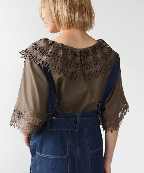 Three Four Time（ｽﾘｰﾌｫｰﾀｲﾑ）の「レースカラーブラウス（シャツ/ブラウス・レディース・ブラック/ホワイト/ブラウン・FREE）」の6枚目の写真