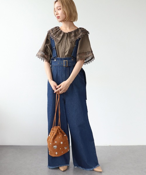 Three Four Time（ｽﾘｰﾌｫｰﾀｲﾑ）の「レースカラーブラウス（シャツ/ブラウス・レディース・ブラック/ホワイト/ブラウン・FREE）」の8枚目の写真