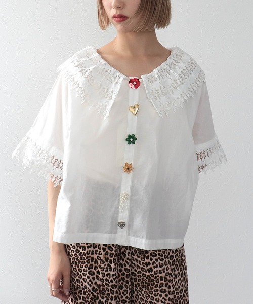 Three Four Time（ｽﾘｰﾌｫｰﾀｲﾑ）の「レースカラーブラウス（シャツ/ブラウス・レディース・ブラック/ホワイト/ブラウン・FREE）」の21枚目の写真