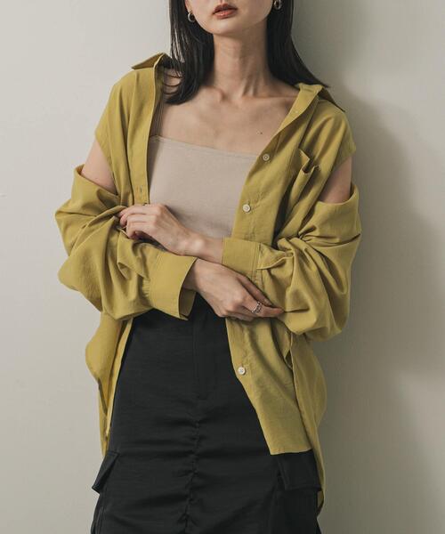 SENSE OF PLACE by URBAN RESEARCH（センスオブプレイスバイアーバンリサーチ）の「リネンライクショルダースリットシャツ（シャツ/ブラウス・レディース・オフホワイト/ベージュ/ブラック/ライトブルー・ONE）」の3枚目の写真