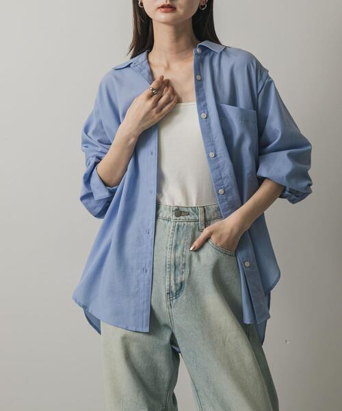 SENSE OF PLACE by URBAN RESEARCH（センスオブプレイスバイアーバンリサーチ）の「リネンライクショルダースリットシャツ（シャツ/ブラウス・レディース・オフホワイト/ベージュ/ブラック/ライトブルー・ONE）」の4枚目の写真