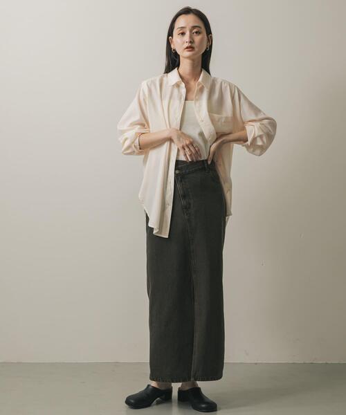 SENSE OF PLACE by URBAN RESEARCH（センスオブプレイスバイアーバンリサーチ）の「リネンライクショルダースリットシャツ（シャツ/ブラウス・レディース・オフホワイト/ベージュ/ブラック/ライトブルー・ONE）」の8枚目の写真