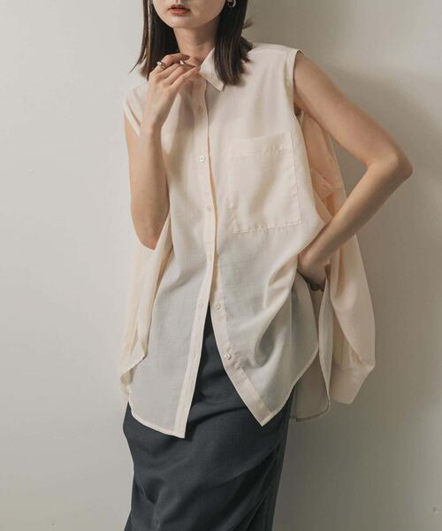 SENSE OF PLACE by URBAN RESEARCH（センスオブプレイスバイアーバンリサーチ）の「リネンライクショルダースリットシャツ（シャツ/ブラウス・レディース・オフホワイト/ベージュ/ブラック/ライトブルー・ONE）」の10枚目の写真
