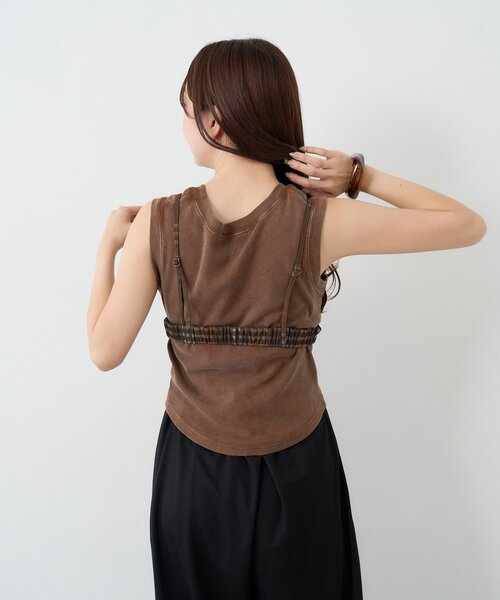 Kastane(カスタネ)の「【新色追加/カップ取り外し可】ピグメントカップ付きタンク(タンクトップ・レディース・ホワイト/ブラック/ブルー/ブラウン・FREE)」の8枚目の写真