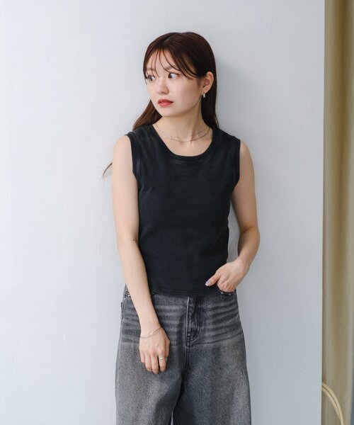 Kastane(カスタネ)の「【新色追加/カップ取り外し可】ピグメントカップ付きタンク(タンクトップ・レディース・ホワイト/ブラック/ブルー/ブラウン・FREE)」の13枚目の写真