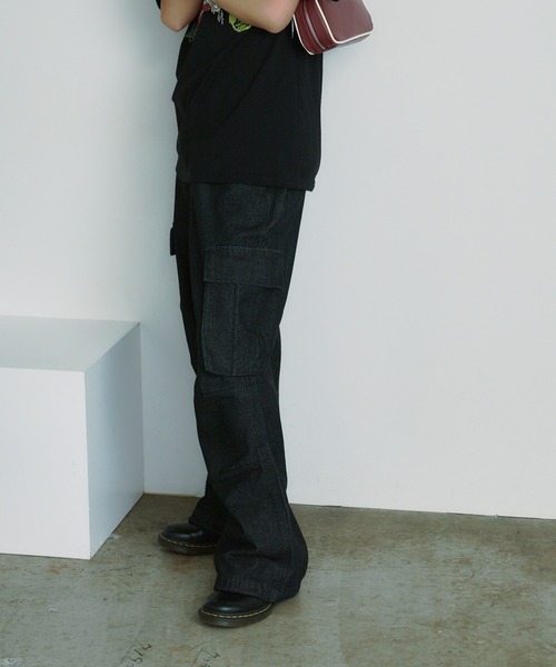 BLANK　（ブランク）の「デニムケミカルワイドカーゴパンツ（デニムパンツ・レディース・ブラック・M/S）」の6枚目の写真