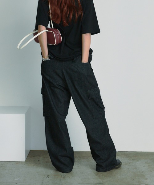 BLANK　（ブランク）の「デニムケミカルワイドカーゴパンツ（デニムパンツ・レディース・ブラック・M/S）」の5枚目の写真