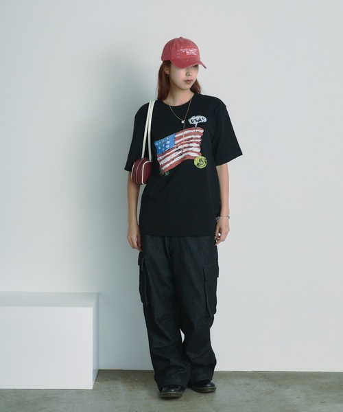 BLANK　（ブランク）の「デニムケミカルワイドカーゴパンツ（デニムパンツ・レディース・ブラック・M/S）」の4枚目の写真