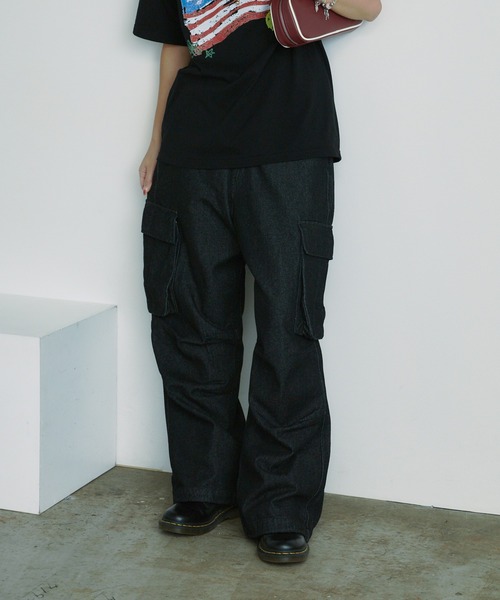 BLANK　（ブランク）の「デニムケミカルワイドカーゴパンツ（デニムパンツ・レディース・ブラック・M/S）」の7枚目の写真