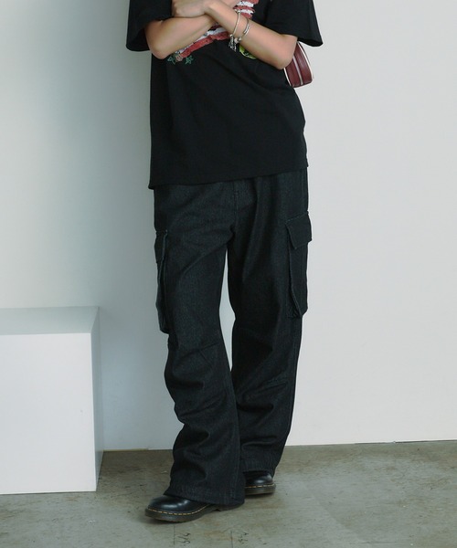 BLANK　（ブランク）の「デニムケミカルワイドカーゴパンツ（デニムパンツ・レディース・ブラック・M/S）」の8枚目の写真