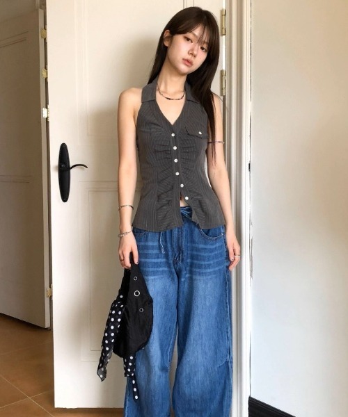 タンクトップ ノースリーブ A'GEM/9 × .kom 「.KOM/ドットケーオーエム」 ホルターネックトップ レディース A'GEM/9 × .kom 『.KOM/ドットケーオーエム』 ホルターネック