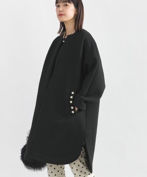 PICCIN PERLA（ピッチンペルラ）の「パールポケットコート（ノーカラーコート・レディース・ブラック/チャコールグレー/ネイビー/オフホワイト・M）」の20枚目の写真