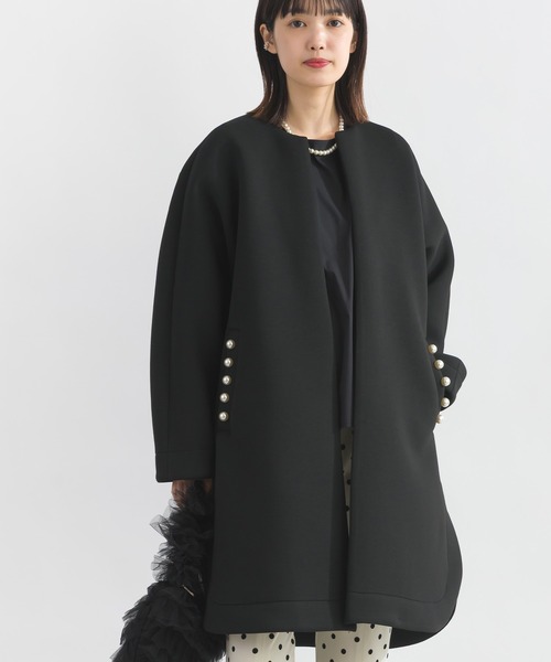PICCIN PERLA（ピッチンペルラ）の「パールポケットコート（ノーカラーコート・レディース・ブラック/チャコールグレー/ネイビー/オフホワイト・M）」の5枚目の写真