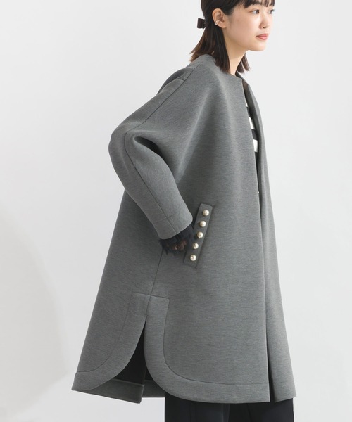 PICCIN PERLA（ピッチンペルラ）の「パールポケットコート（ノーカラーコート・レディース・ブラック/チャコールグレー/ネイビー/オフホワイト・M）」の10枚目の写真