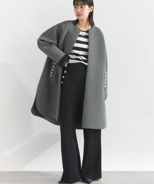 PICCIN PERLA（ピッチンペルラ）の「パールポケットコート（ノーカラーコート・レディース・ブラック/チャコールグレー/ネイビー/オフホワイト・M）」の11枚目の写真