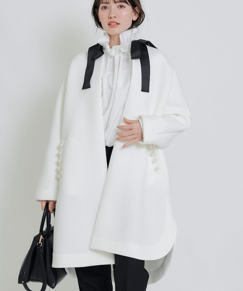 PICCIN PERLA（ピッチンペルラ）の「パールポケットコート（ノーカラーコート・レディース・ブラック/チャコールグレー/ネイビー/オフホワイト・M）」の22枚目の写真