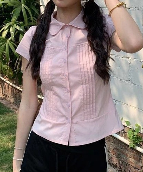 HALEY PESCA（ヘーリーペスカ）の「HALEY PESCA/ショートスリーブ　襟付きコンパクトブラウス（シャツ/ブラウス・レディース・ピンク/ホワイト・MEDIUM/SMALL）」の18枚目の写真