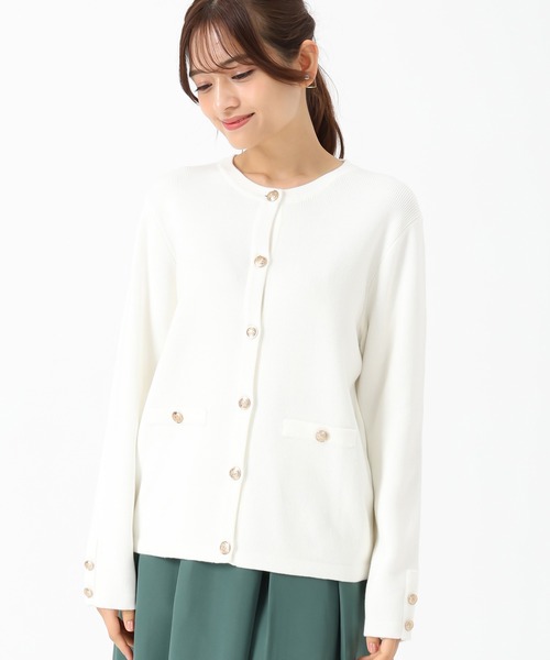 MISCH MASCH（ミッシュマッシュ）の「WEB限定 金ボタンニットジャケット（カーディガン/ボレロ・レディース・グレー/ベージュ/ホワイト・ﾌﾘ-）」の20枚目の写真