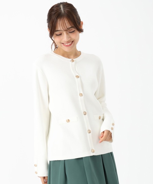 MISCH MASCH（ミッシュマッシュ）の「WEB限定 金ボタンニットジャケット（カーディガン/ボレロ・レディース・グレー/ベージュ/ホワイト・ﾌﾘ-）」の19枚目の写真