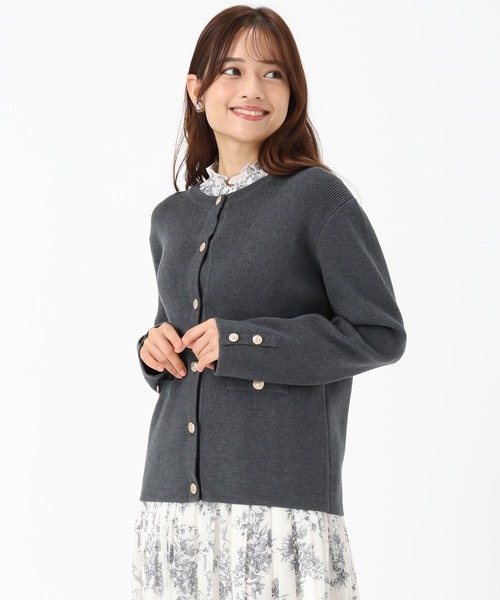 シュシュ　極美品✨ブティック　モスキーノ　ニットジャケット ファンシージャガードツイードニットジャケット(ノーカラー