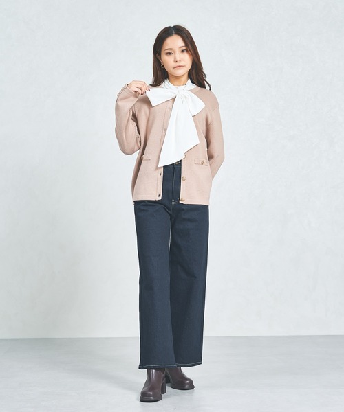 MISCH MASCH（ミッシュマッシュ）の「WEB限定 金ボタンニットジャケット（カーディガン/ボレロ・レディース・グレー/ベージュ/ホワイト・ﾌﾘ-）」の10枚目の写真