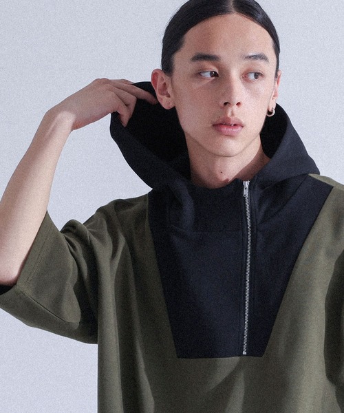 MDR(エムディアール)の「配色スタンドフーディー(パーカー・メンズ・ブラック/カーキ・L/M)」の15枚目の写真