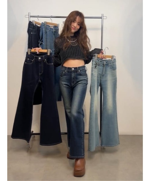 RODEO CROWNS WIDE BOWL(ロデオクラウンズワイドボウル)の「Beautiful フレアデニム(デニムパンツ・レディース・ブルー/ワンウォッシュ/ダークブルー・SMALL/X-SMALL/MEDIUM)」の22枚目の写真