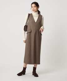 グリーンレーベルリラクシング　ロングジレ　ジャンスカ　ベージュ　総ボタン　無地 green label relaxing（グリーンレーベルリラクシング）の「ハイ