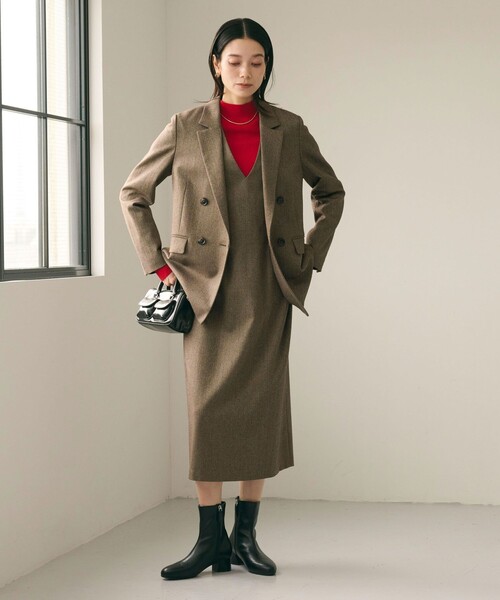 美品★green label relaxing ホームスパン ヘリンボーン L 雰囲気のあるヘリンボーン素材が秋冬シーズンにぴったりの