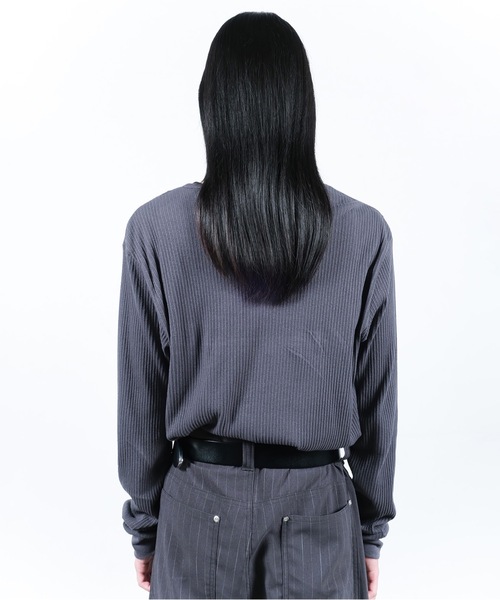 Jieda（ジエダ）の「VINTAGE LIGHT RIB HENRY NECK L/S（Tシャツ/カットソー・メンズ・オフホワイト/グレー/ブラック・1/2）」の14枚目の写真