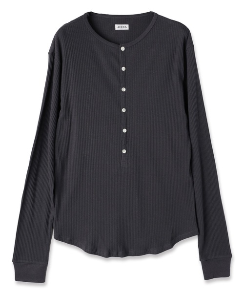 Jieda（ジエダ）の「VINTAGE LIGHT RIB HENRY NECK L/S（Tシャツ/カットソー・メンズ・オフホワイト/グレー/ブラック・1/2）」の16枚目の写真
