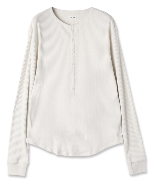 Jieda（ジエダ）の「VINTAGE LIGHT RIB HENRY NECK L/S（Tシャツ/カットソー・メンズ・オフホワイト/グレー/ブラック・1/2）」の17枚目の写真