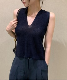 ノースリーブ V ネック ニットトップス