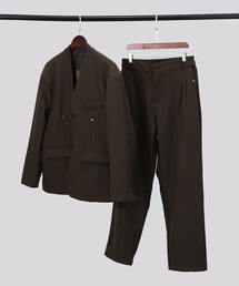 Cloudstyle（クラウドスタイル）の「【Cloudstyle】ノーカラージャケット&タックワイドスラックス スーツ セットアップ（スーツセット）」