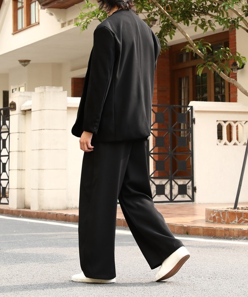 Cloudstyle】ノーカラージャケット&タックワイドスラックス スーツ
