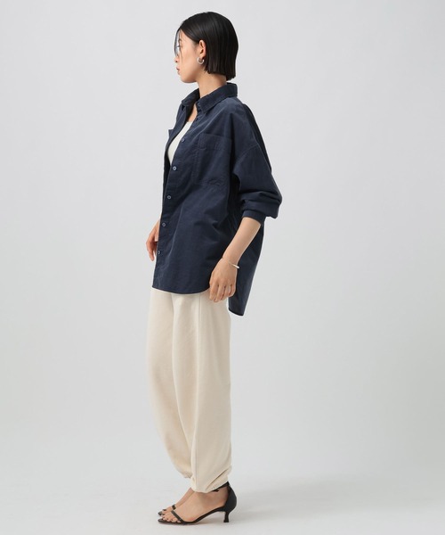BAYFLOW（ベイフロー）の「2WAYコーデュロイシャツ（シャツ/ブラウス・レディース・ナチュラル/ブルー/チャコール/サーモンピンク・MEDIUM/SMALL）」の7枚目の写真