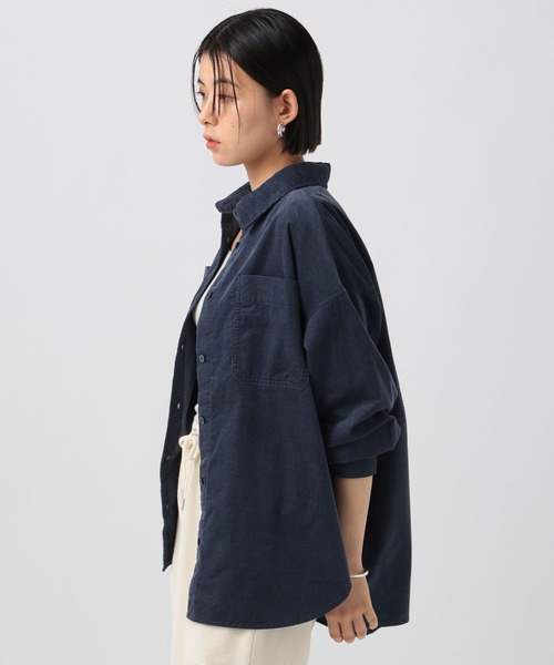 BAYFLOW（ベイフロー）の「2WAYコーデュロイシャツ（シャツ/ブラウス・レディース・ナチュラル/ブルー/チャコール/サーモンピンク・MEDIUM/SMALL）」の10枚目の写真