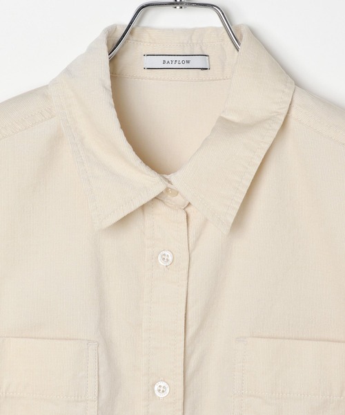 BAYFLOW（ベイフロー）の「2WAYコーデュロイシャツ（シャツ/ブラウス・レディース・ナチュラル/ブルー/チャコール/サーモンピンク・MEDIUM/SMALL）」の17枚目の写真