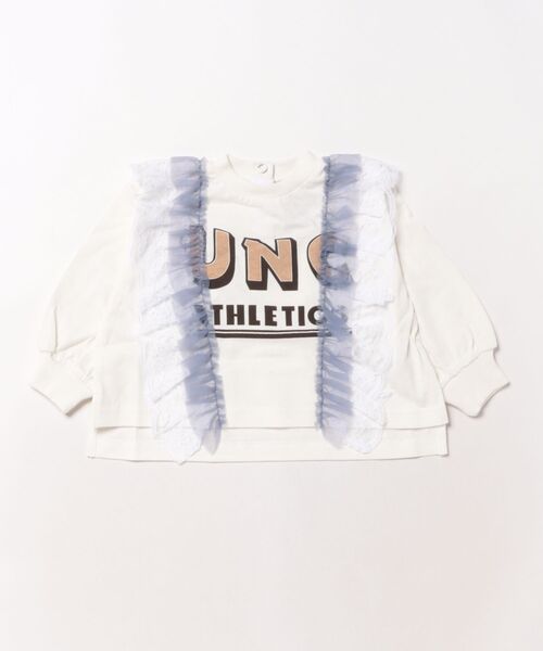 Ocean&Ground（オーシャン&グラウンド）の「レースリメイクＴシャツ（Tシャツ/カットソー・キッズ・オフホワイト/チャコール/レッド・100/140/130/95/90/80/120/110）」の2枚目の写真