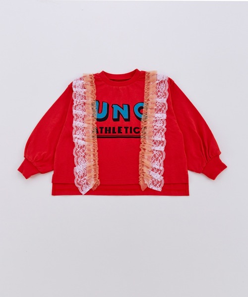 Ocean&Ground（オーシャン&グラウンド）の「レースリメイクＴシャツ（Tシャツ/カットソー・キッズ・オフホワイト/チャコール/レッド・100/140/130/95/90/80/120/110）」の7枚目の写真