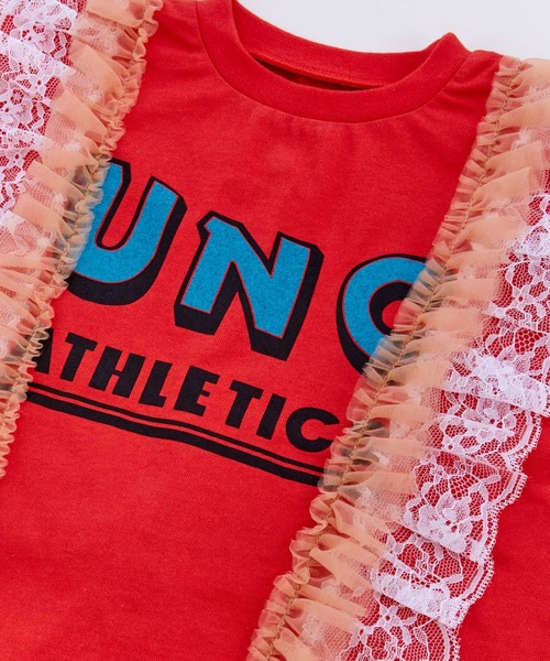 Ocean&Ground（オーシャン&グラウンド）の「レースリメイクＴシャツ（Tシャツ/カットソー・キッズ・オフホワイト/チャコール/レッド・100/140/130/95/90/80/120/110）」の8枚目の写真